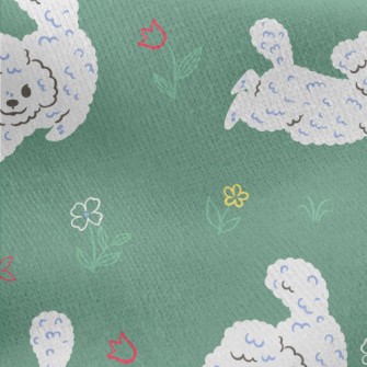 White Puppy In The Garden Jersey Backed Fleece