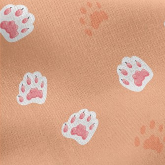 Hand Drawn Pink Cat Paw Jersey Backed Fleece