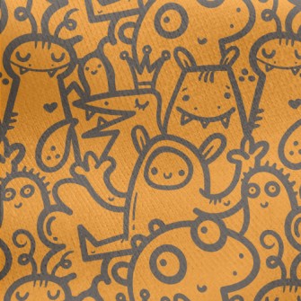 Cartoon Monster Doodle Jersey Backed Fleece