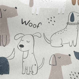 Hand Drawn Elegant Puppy Jersey Backed Fleece