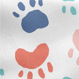 Colorful Animal Paw Prints Jersey Backed Fleece