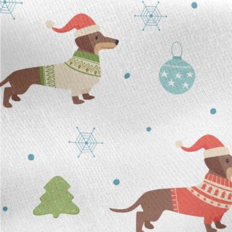 Christmas Dressed Dachshund Jersey Backed Fleece