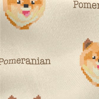 Pixel Smiley Pomeranian Jersey Backed Fleece