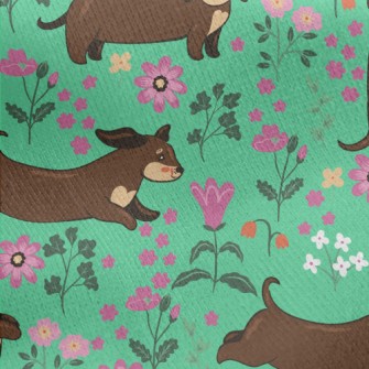 Dachshund In The Garden Jersey Backed Fleece