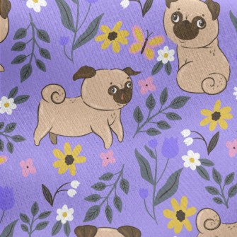 Pug In The Garden Jersey Backed Fleece