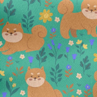 Shiba Inu In The Garden Jersey Backed Fleece