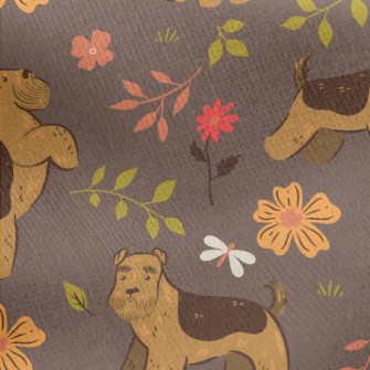 Terrier With Flowers Jersey Backed Fleece