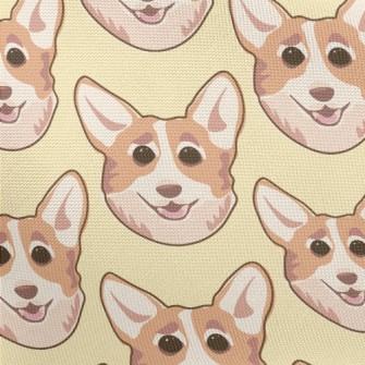 Cartoon Doodle Corgi Pongee