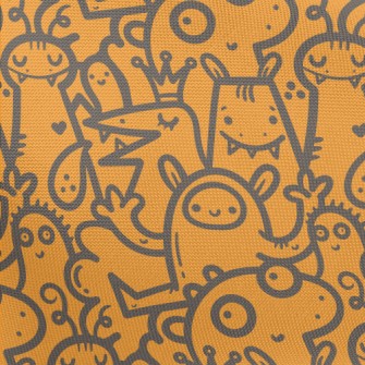 Cartoon Monster Doodle Pongee