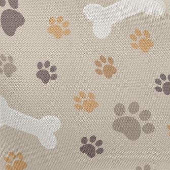 Dog Paw Prints And Dog Bones Pongee