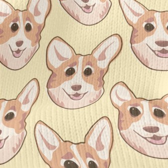 Cartoon Doodle Corgi Stretch Jersey