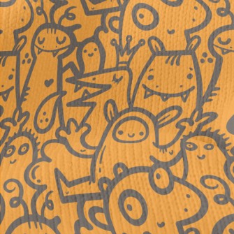 Cartoon Monster Doodle Stretch Jersey