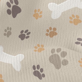 Dog Paw Prints And Dog Bones Stretch Jersey
