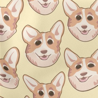Cartoon Doodle Corgi Lightweight Cotton Poplin
