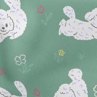 White Puppy In The Garden Lightweight Cotton Poplin
