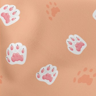 Hand Drawn Pink Cat Paw Lightweight Cotton Poplin