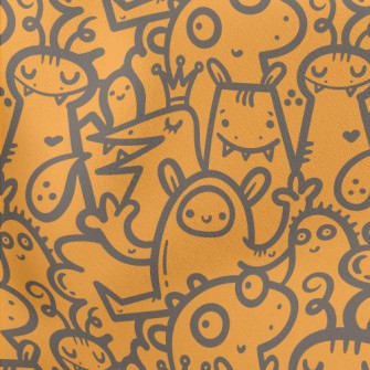 Cartoon Monster Doodle Lightweight Cotton Poplin