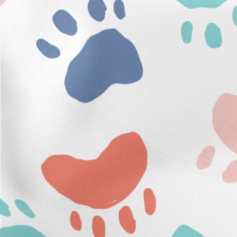 Colorful Animal Paw Prints Lightweight Cotton Poplin