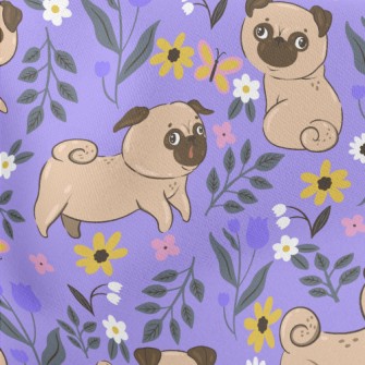 Pug In The Garden Lightweight Cotton Poplin