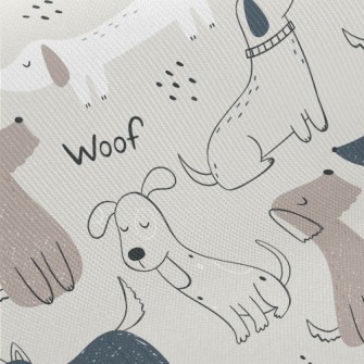Hand Drawn Elegant Puppy Midweight Cotton Poplin