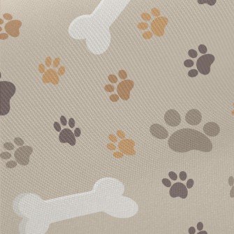 Dog Paw Prints And Dog Bones Midweight Cotton Poplin