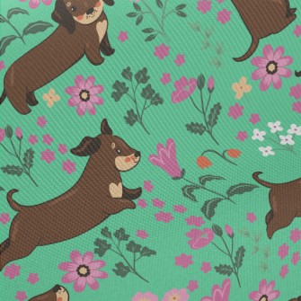 Dachshund In The Garden Midweight Cotton Poplin