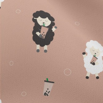 Cute Sheep Drinking Bubble Mil Chiffon