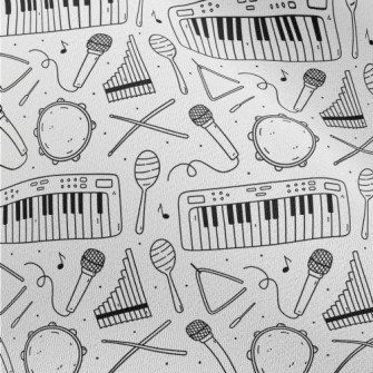 Hand Drawn Musical Instruments Chiffon