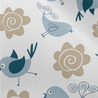 Bluebird And Flowers Chiffon