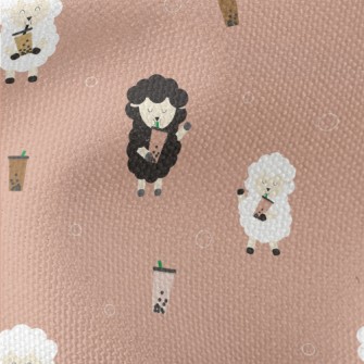 Cute Sheep Drinking Bubble Mil Waterproof Canvas