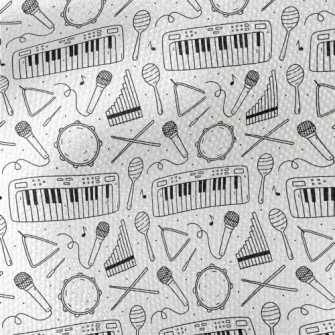 Hand Drawn Musical Instruments Waterproof Canvas