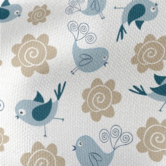 Bluebird And Flowers Waterproof Canvas