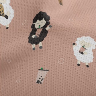 Cute Sheep Drinking Bubble Mil Athletic Mesh Flat Back