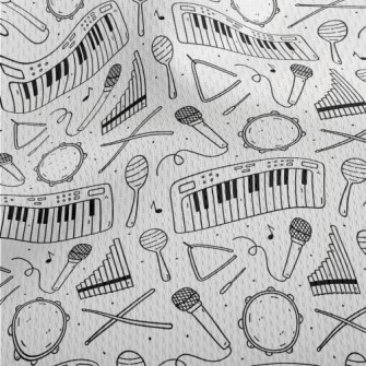 Hand Drawn Musical Instruments Athletic Mesh Flat Back