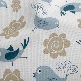 Bluebird And Flowers Athletic Mesh Flat Back