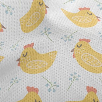 Hand Drawn Yellow Rooster Athletic Mesh Flat Back
