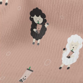 Cute Sheep Drinking Bubble Mil Terry