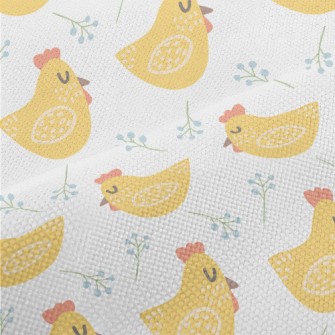Hand Drawn Yellow Rooster Performance Linen