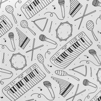 Hand Drawn Musical Instruments Twill