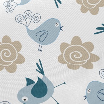 Bluebird And Flowers Twill