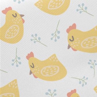Hand Drawn Yellow Rooster Twill