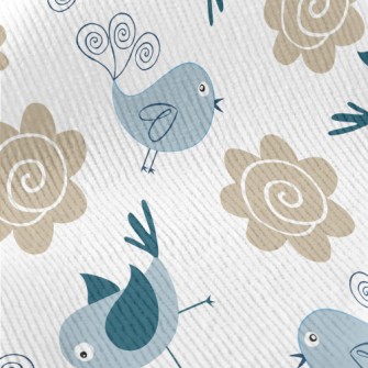 Bluebird And Flowers Standard Corduroy