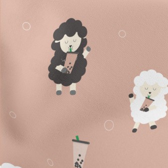 Cute Sheep Drinking Bubble Mil Stretch Ponte