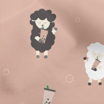 Cute Sheep Drinking Bubble Mil Micro Fleece