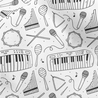 Hand Drawn Musical Instruments Micro Fleece