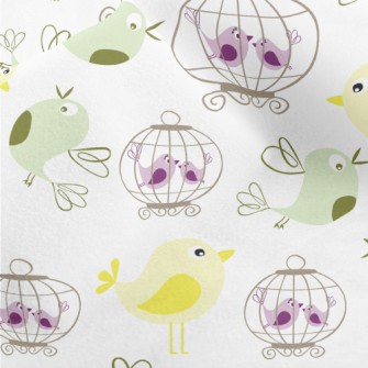 Bird And Birdcage Micro Fleece