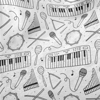 Hand Drawn Musical Instruments Minky