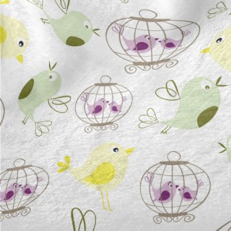 Bird And Birdcage Minky