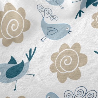 Bluebird And Flowers Minky
