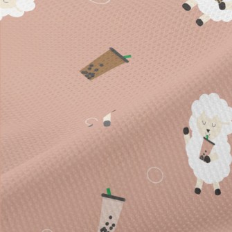 Cute Sheep Drinking Bubble Mil Piqué